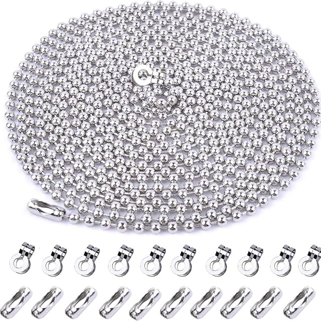 4.5mm Diameter Beaded roller chain pull chain extension with connector 16 Feet with 20 Matching Connectors