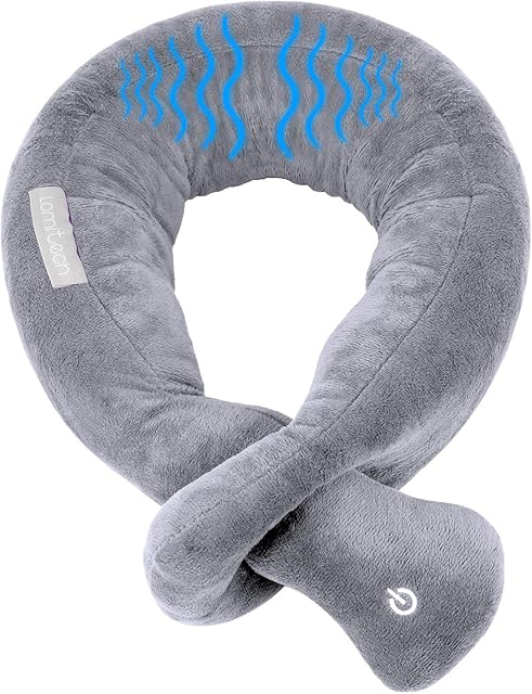 Travel Pillow/Vibration Wrap Neck Massage,Airplane Pillow Portable Battery Operated Adjustable Vibrating Pillow for Neck Pain Relief,Gift for Parents(Vibration)