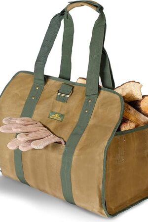 2-in-1 Firewood Carrier, Canvas Log Carrier for Firewood, Firewood Tote Carrier, Canvas Wood Carrier for Firewood, Log Carrying Bag Firewood Holder, Firewood Carriers with Handle, Log Carrier Tote