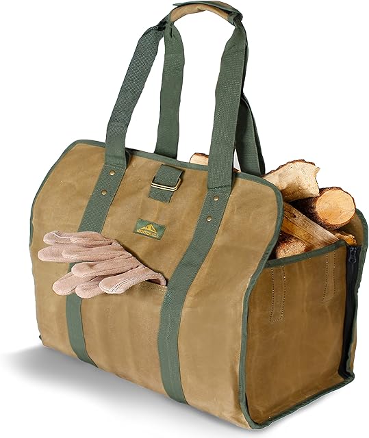 2-in-1 Firewood Carrier, Canvas Log Carrier for Firewood, Firewood Tote Carrier, Canvas Wood Carrier for Firewood, Log Carrying Bag Firewood Holder, Firewood Carriers with Handle, Log Carrier Tote