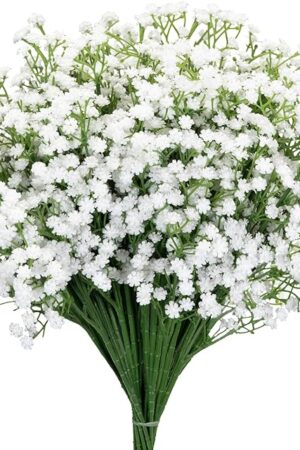 7-Pcs 21? Secure-Stem Realistic Artificial White Babys Breath (Gypsophila) Flowers with No-Shedding Design — Perfect for Wedding Centerpieces, Home Decor & Vase Fillers