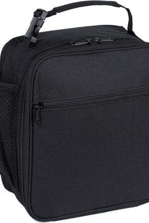Black Lunch Box for Teens Boys Kids Men Insulated Thermal Tote Cooler Bag for Girls Women- Portable, Lightweight, Durable and Reusable