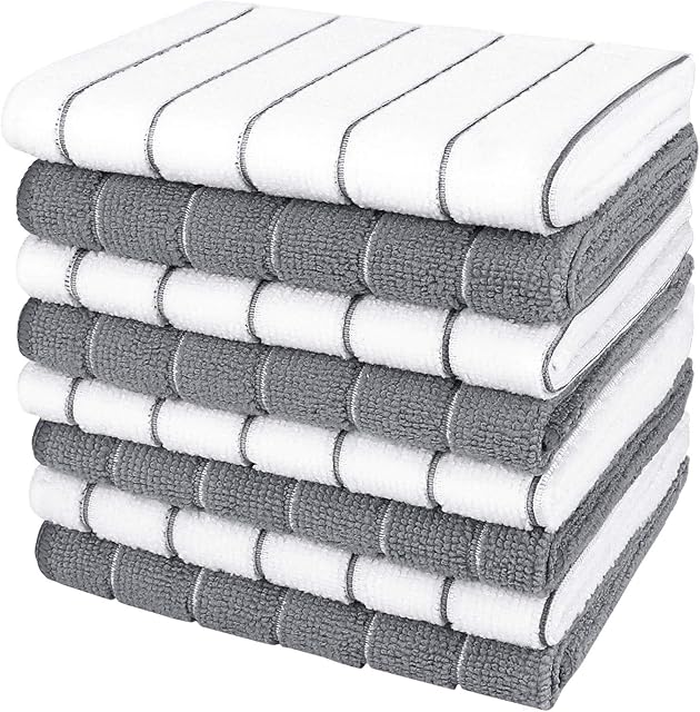AIDEA Kitchen Towels, Absorbent Dish Cloth for Kitchen, Soft Dish Towels for Home, Multi-Purpose Cloths for Household Cleaning and Drying-8PK, 12?x12?