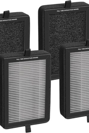 4 Pack LV-H128 Replacement Filter for Levoit Air Purifier , Compatible with LV-H128 / PUURVSAS (HM669A) / ROVACS (RV60)Air Purifier, 3-Stage H13 True HEPA Filtration System, Replace Part #LV-H128-RF