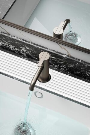 DK177 Faucet Mat for Kitchen Sink - Water Absorbing Stone Tray for Sink, Diatomite Fast-Drying Faucet Mat, Faucet Splash Guard for Bathroom Counter (White, 23.6" x 4")