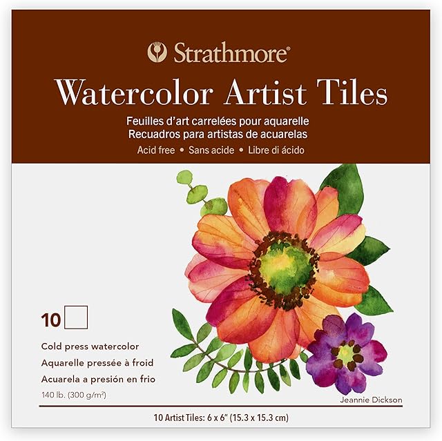 The Strathmore 400 Series Watercolor Artist Tiles, Cold Press, 6"x6", 10 Sheets, White