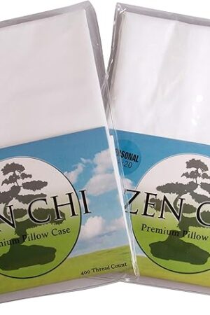 Zen CHI Personal Pillow Case 2 Pack - Organic Cotton Pillowcase w 400 Thread Count- 100% All Natural Design Fits Personal/Japanese Sized Pillows (14" x 20")- Natural Cooling Effect, Quality Sleep