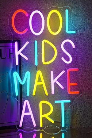 Cool Kids Make Art Neon Sign for Classroom Colorful Neon Light Letter Led Neon Sign Cool Kids Led Neon Lights for Bedroom Library Nursery School Decoration
