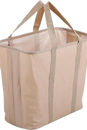 BIRDROCK HOME Collapsible Laundry Basket Caddy - Natural - Foldable Tote Bag for Dirty Clothes - Strong Handles - Durable Fabric - Water Resistant - Lightweight