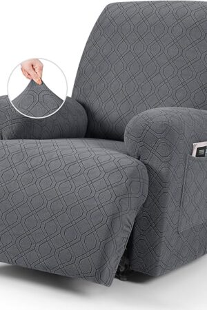 VANSOFY Recliner Chair Cover, 3-Pieces Stretch Recliner Covers for Recliner Chair Soft Reclining Chair Slipcover Furniture Protector for Dogs Cats(Dark Gray)