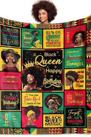 African American Birthday Gifts for Women, Birthday Black Lady Women Girl Positive Blanket 60"X50", Encouragement Inspirational Birthday Gifts, Afro Gifts Idea for Best Friend Healing Birthday Gifts