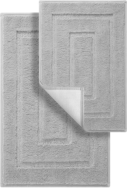 GRANNY SAYS Bathroom Rugs Sets 2 Piece,Soft Bath Mats for Bathroom, Bath Rugs Non Slip Washable, Absorbent Bath Rug for Tub, Shower and Toilet (Gray, 20" x 32" + 16" x 24")