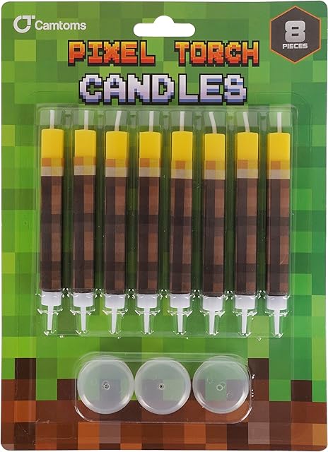 Birthday Candles, Birthday Decorations, Birtday Cake Decorations for Boys, Pixel Miner Themed Party Supplies