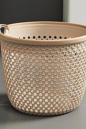 Clothes Hampers for Laundry, Laundry Basket with Breathable Hollow Design and Reinforced Handles, Laundry Baskets for College Dorm, Bathroom, Laundry Room, Dirty Clothes Basket,Beige