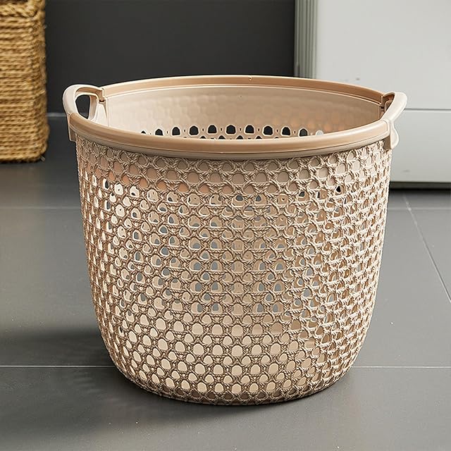 Clothes Hampers for Laundry, Laundry Basket with Breathable Hollow Design and Reinforced Handles, Laundry Baskets for College Dorm, Bathroom, Laundry Room, Dirty Clothes Basket,Beige
