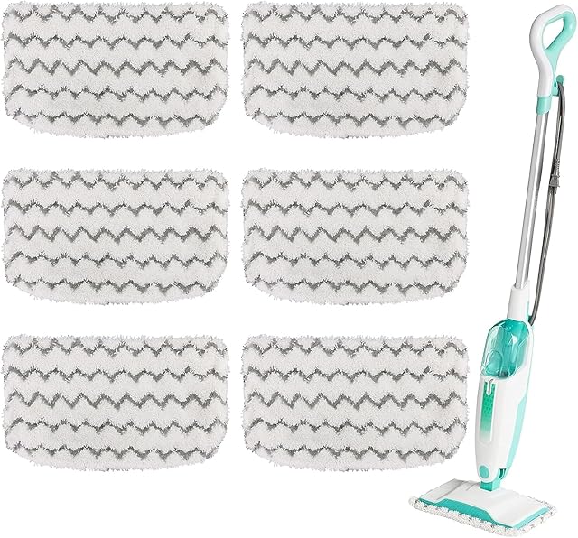 6 Pack Microfiber Steam Mop Pads Replacement for Shark Steam Mop S1000, S1000A, S1000C, S1000WM, and S1001C, Dirt Grip Cleaning Pads
