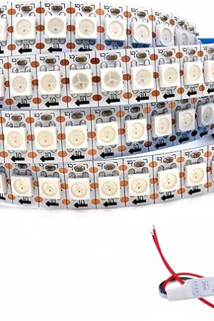 WS2812B LED Strip SMD 5050 Individual Addressable 144Pixels/m 144Pixels WS2812b IC RGB Strip Full Color LED Strip Non-Waterproof DC5V (3.2FT 144led IP30, White PCB)
