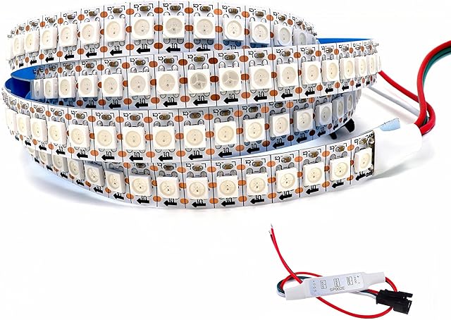 WS2812B LED Strip SMD 5050 Individual Addressable 144Pixels/m 144Pixels WS2812b IC RGB Strip Full Color LED Strip Non-Waterproof DC5V (3.2FT 144led IP30, White PCB)