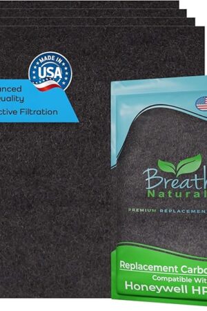 Breathe Naturally - Replacement Filters Compatible with Honeywell Air Purifier HPA300, HPA300 or HRF-R3 Series – Activated Carbon Prefilter – 12" x 17.2", 14" x 17.2" - Easy Replacement - (Pack of 4)