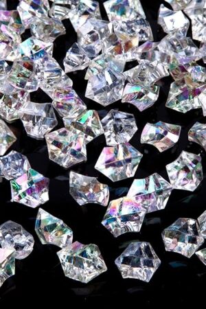 DomeStar Dazzling Fake Ice, 150PCS Sparkling Fake Diamonds, Iridescent Clear Gem Stones Vase Fillers DIY Crafts Wedding Table Scatter Decoration