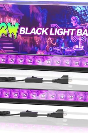 2 Pack 42W LED Black Light Bar, Blacklight with 6FT Cord+Switch+Plug, Glow in The Dark Black Lights Party Supplies for Halloween Decorations, Fluorescent Poster, Body Paint, Classroom, Bedroom