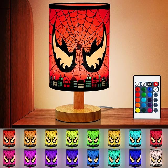 Bedside Table Lamp - 16 Color LED Dimmable Kids Night Light with Remote Control, Desk Lamp for Kids Room Desk Reading Bedroom Night Stand Decor Children's Unique Birthday Christmas Gifts