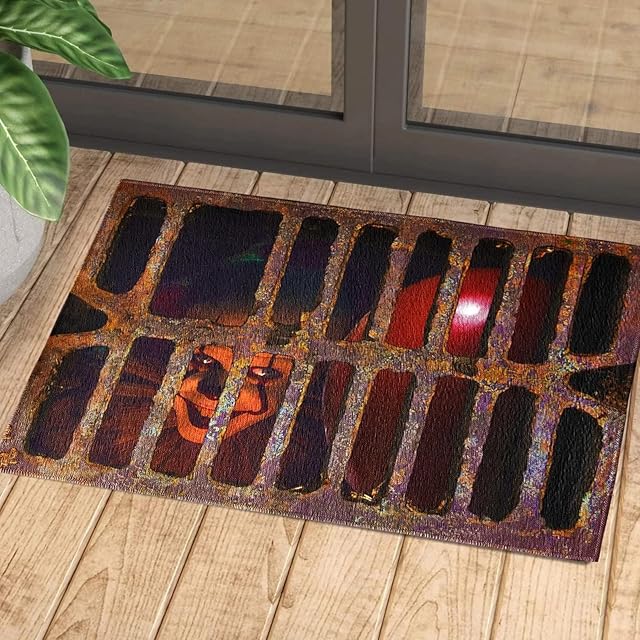 Welcome Doormats Horror Movie Door Mat 3D Checkered Area Rugs Floor Mats for Bathroom Kitchen Front door 17x29.5 in White
