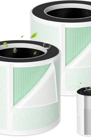 5-in-1 HEPA Air Purifier Filter for Aeocky Pandora, with Extra 2 Washable Pre-Filter, 2 Pack (Green VOCs)