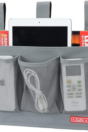 Bedside Caddy Storage Organizer Classic 4 Pockets Grey