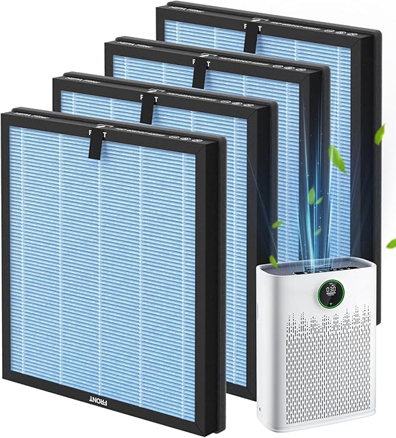 4-Pack HAP603 Replacement Filters, Compatible with ECOSELF HAP603/HAP603WF Purifier for Home Large Room, Part# RFHAP603, Blue