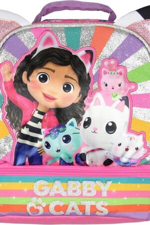 AI ACCESSORY INNOVATIONS Gabby's Dollhouse Lunch Box 3D Gabby and Cats Dual-Compartment Insulated Lunch Bag Cooler