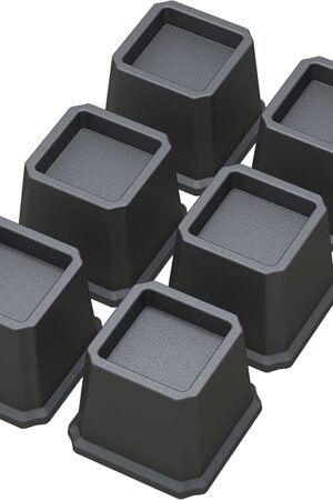 Bed Risers 3 Inch Heavy Duty Bed Elevators, Set of 6 Lifts Up 3,000 lbs Furniture Riser for Sofa and Table, Black
