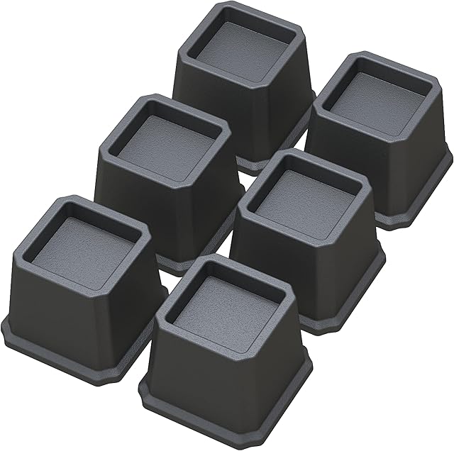 Bed Risers 3 Inch Heavy Duty Bed Elevators, Set of 6 Lifts Up 3,000 lbs Furniture Riser for Sofa and Table, Black