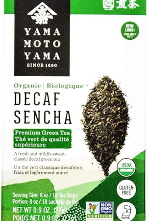 Yamamotoyama Organic Decaf Sencha Green Tea Bag, 18 ct (1 Pack), Decaffeinated