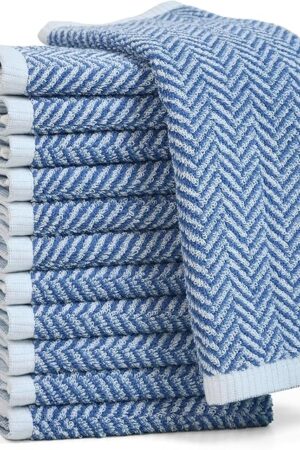 Cleanbear Wash Cloths, 12 Washcloths, 100% Cotton, 13 x 13 Inches