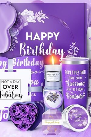 14PCS Birthday Gifts for Women ,Mom, Wife, Girlfriend, Sister, Her- Self Care Gifts Get Well Soon Gifts Basket for Women Lavender Relaxing Spa Gifts Care Package w/ Blanket Mothers Day Gifts for Mom