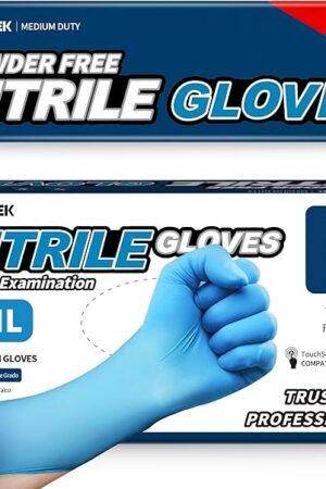 Beastek Blue Nitrile Exam Gloves, 4 Mil Disposable Powder-Free Latex-Free Medical Food Safe Cooking Cleaning Gloves, 100 Pcs