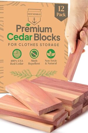 Cedar Blocks for Clothes Storage, Closets and Drawers - All Natural Moth Balls Alternative for Clothes Storage - Moth Repellant and Keep Clothes Smelling Fresh - 12 Pack