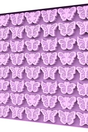 Butterfly Molds Silicone for Chocolate Candy Gummy, Small Wax Melt Molds Butterfly Baking Molds Ice Cube Tray with Scraper