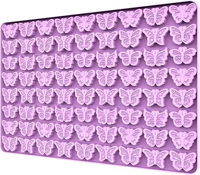 Butterfly Molds Silicone for Chocolate Candy Gummy, Small Wax Melt Molds Butterfly Baking Molds Ice Cube Tray with Scraper