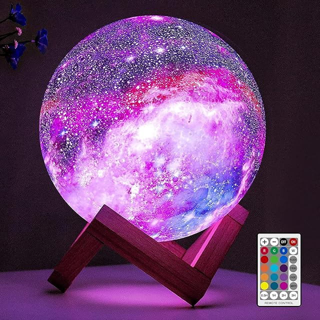 BRIGHTWORLD Moon Lamp Galaxy Lamp 16 Colors Moon Night Light