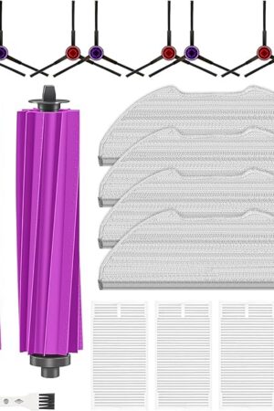 19 Packs Replacement Parts for Eureka E20 Plus Robot Vacuum Cleaner, 2 Rubber Brush, 8 Edge-Sweeping Brushes, 4 Hepa Filters, 4 Mop Pads, 1 Cleaning Brush Accessories Kit