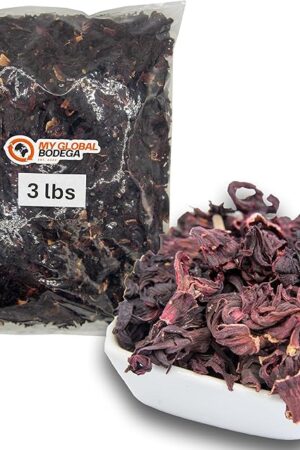 3 lbs Hibiscus Flowers - Flor de Jamaica Bag, Dried Hibiscus Flowers - Ideal for Juices, infusions and hibiscus flower teas - My Global Bodega Dried Hibiscus Bulk