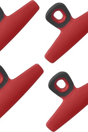 COOK WITH COLOR Wide Heavy Duty Chip Clips, Large Bag Clips for Food Storage, Pack of 4, Red