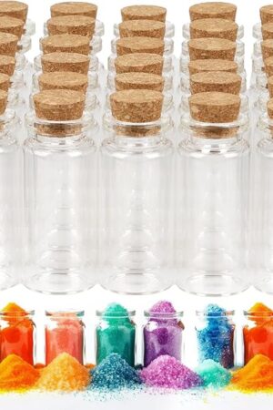 30 PCS Mini Glass Bottles, 10ml Small Glass Bottles, Vials Cork Stoppers, Spell Jars DIY Message Decoration Mini Vials for Party, Art Crafts, DIY Projects, Wedding Favors