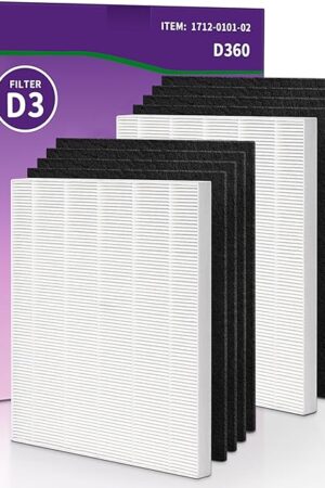 D360 Replacement Filter D3 for Winix D360 Air Purifier,Item Number 1712-0101-02. 2 True HEPA(H13) Filter + 8 Carbon pre-filters