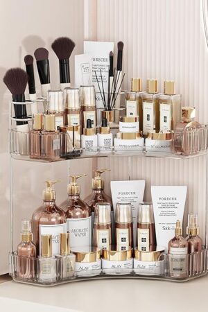 2-Tier Large Clear Bathroom Counter Organizer
