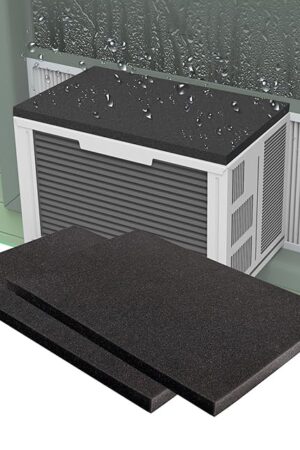 Window Air Conditioner Drip Cushion, Removable AC Rain Cover with Magnetic Pad for Window AC Units,Stops Cushion Moving Stops Dropping Noise Foam Cushion (Black)