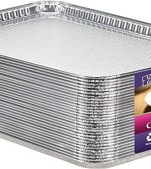 Aluminum Pans Half Size Textured Cookie Sheet 15 Count Durable Nonstick Baking Sheets 15.87" x 11" - Sheet Pan, Baking Tray, Cookie Sheets, Foil pans, Foil trays, Sheet Baking Pans
