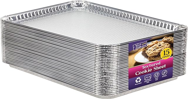 Aluminum Pans Half Size Textured Cookie Sheet 15 Count Durable Nonstick Baking Sheets 15.87" x 11" - Sheet Pan, Baking Tray, Cookie Sheets, Foil pans, Foil trays, Sheet Baking Pans